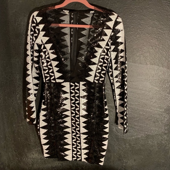 Black & white patterned sequined dress - Picture 1 of 4